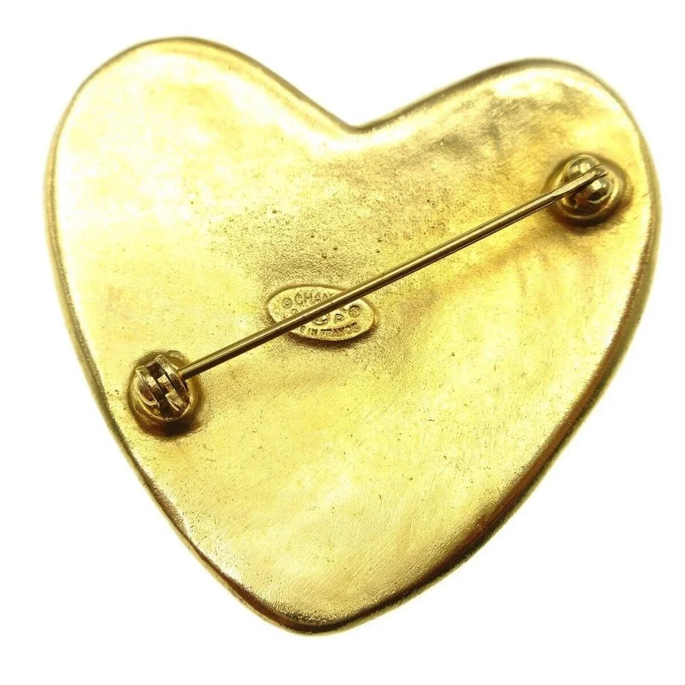 Auth Chanel Heart Brooch Gold - Picture 4 of 5
